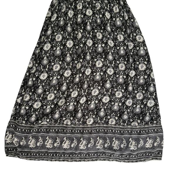 Lucky Brand Boho Midi Dress Sz Medium Black White Floral Lined Sleeveless Casual - Picture 8 of 16